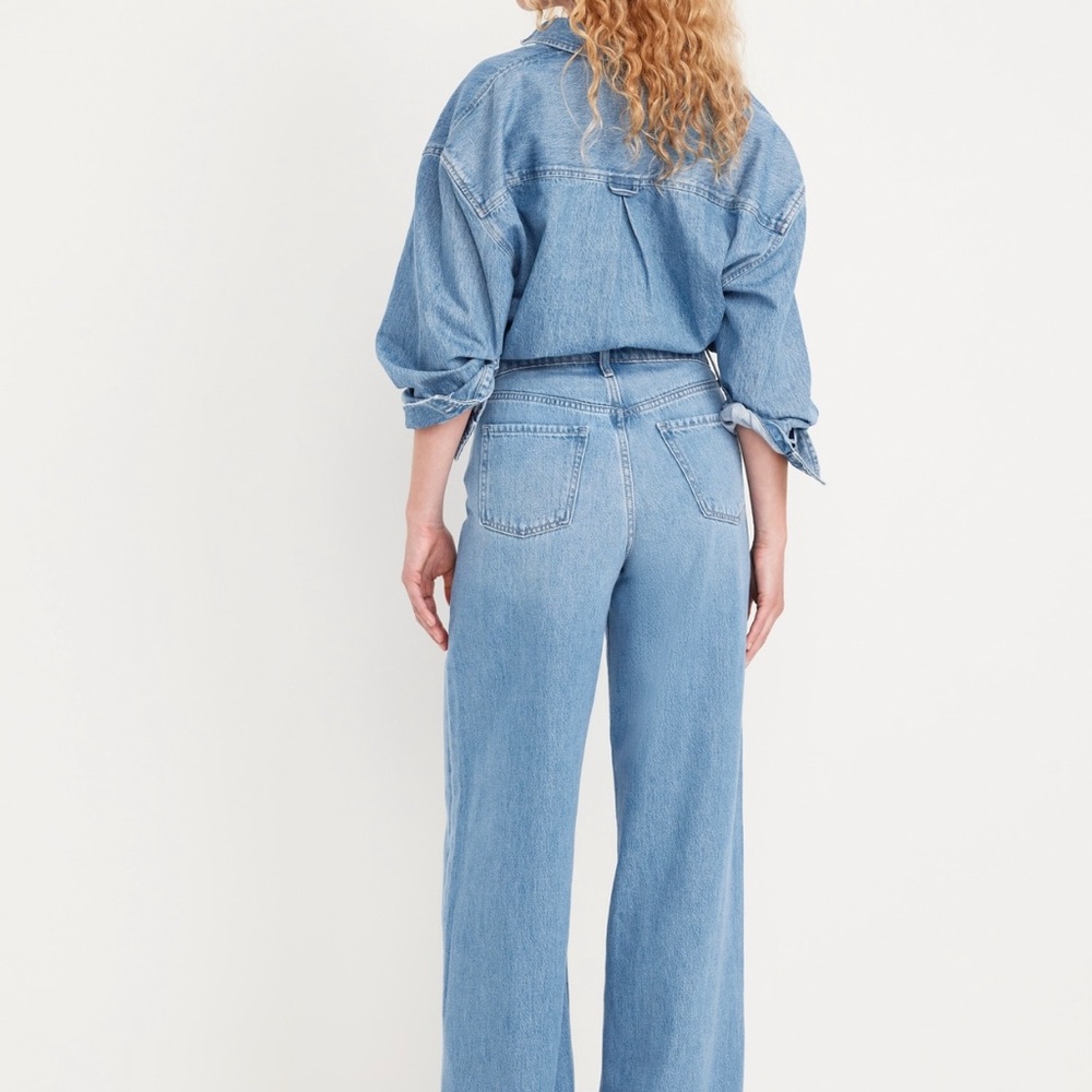 Women's Light Blue Wide-Leg Jeans - Picture 2 of 4